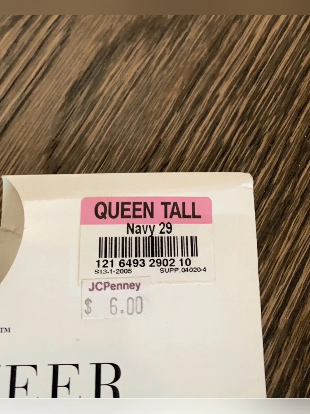 JCPenney Sheer Caress Pantyhose Control Top Queen Tall Navy 29